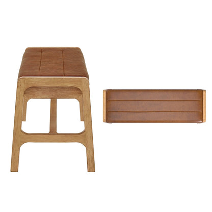 Banc de salle à manger en similicuir chêne clair caramel, 2 places
