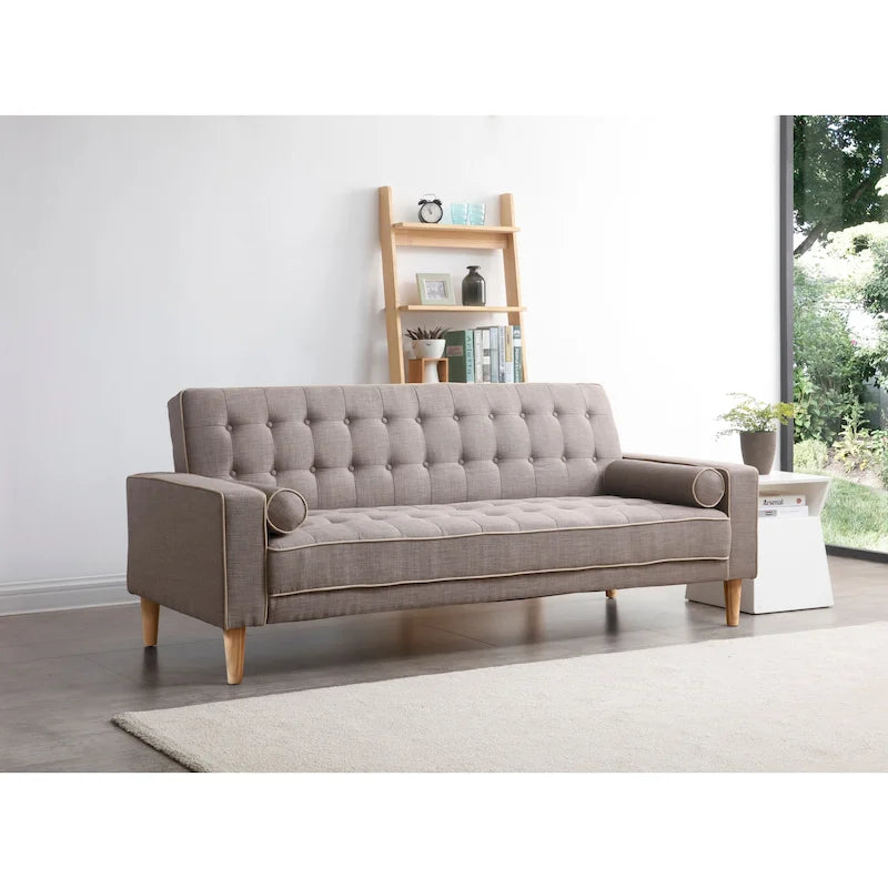 Canapé convertible en polyester – Style capitonné moderne, couchage 1 à 2 personnes, disponible en orange / sarcelle / jaune / gris