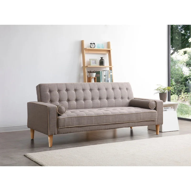 Canapé convertible en polyester – Style capitonné moderne, couchage 1 à 2 personnes, disponible en orange / sarcelle / jaune / gris