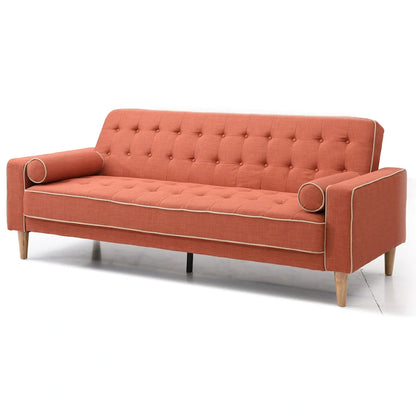 Canapé convertible en polyester – Style capitonné moderne, couchage 1 à 2 personnes, disponible en orange / sarcelle / jaune / gris