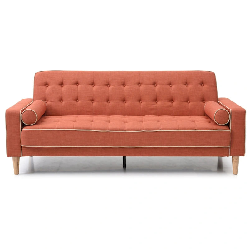 Canapé convertible en polyester – Style capitonné moderne, couchage 1 à 2 personnes, disponible en orange / sarcelle / jaune / gris