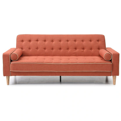 Canapé convertible en polyester – Style capitonné moderne, couchage 1 à 2 personnes, disponible en orange / sarcelle / jaune / gris