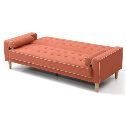 Canapé convertible en polyester – Style capitonné moderne, couchage 1 à 2 personnes, disponible en orange / sarcelle / jaune / gris