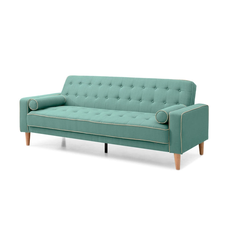 Canapé convertible en polyester – Style capitonné moderne, couchage 1 à 2 personnes, disponible en orange / sarcelle / jaune / gris