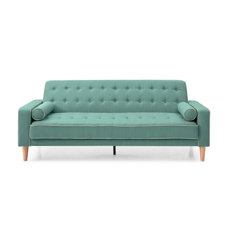 Canapé convertible en polyester – Style capitonné moderne, couchage 1 à 2 personnes, disponible en orange / sarcelle / jaune / gris
