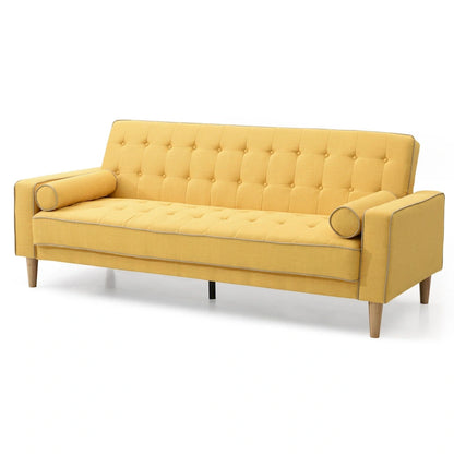 Canapé convertible en polyester – Style capitonné moderne, couchage 1 à 2 personnes, disponible en orange / sarcelle / jaune / gris