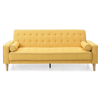 Canapé convertible en polyester – Style capitonné moderne, couchage 1 à 2 personnes, disponible en orange / sarcelle / jaune / gris