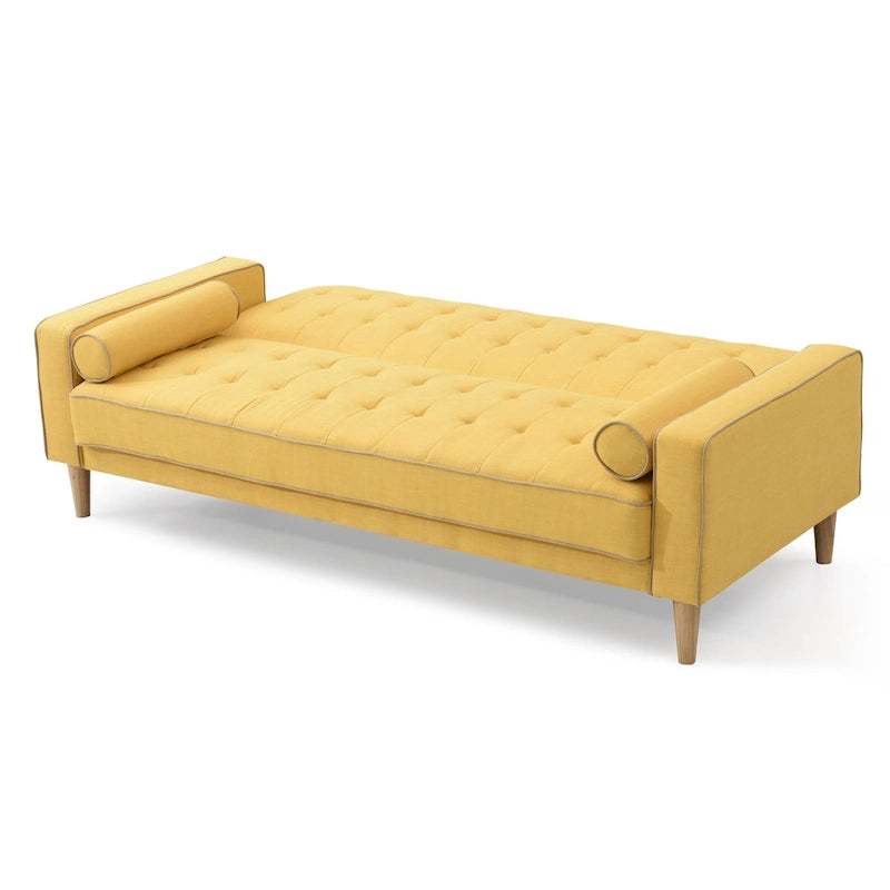 Canapé convertible en polyester – Style capitonné moderne, couchage 1 à 2 personnes, disponible en orange / sarcelle / jaune / gris