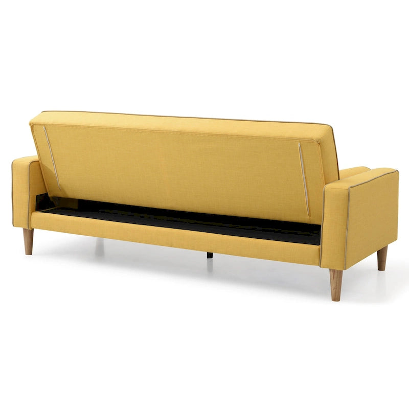 Canapé convertible en polyester – Style capitonné moderne, couchage 1 à 2 personnes, disponible en orange / sarcelle / jaune / gris