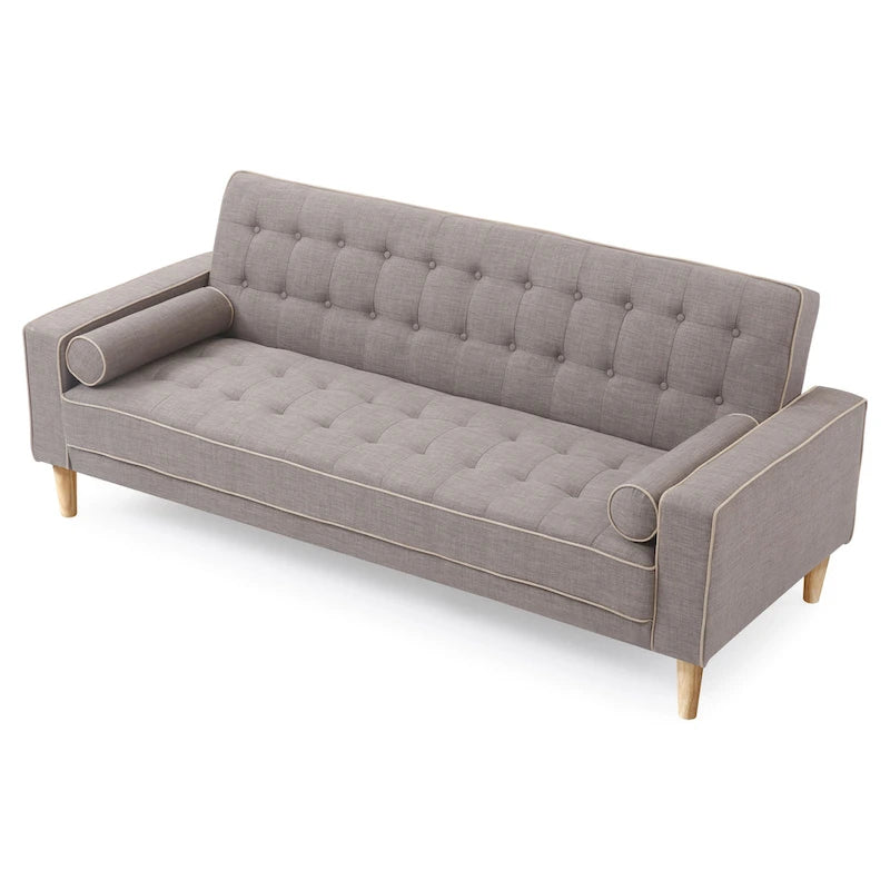 Canapé convertible en polyester – Style capitonné moderne, couchage 1 à 2 personnes, disponible en orange / sarcelle / jaune / gris