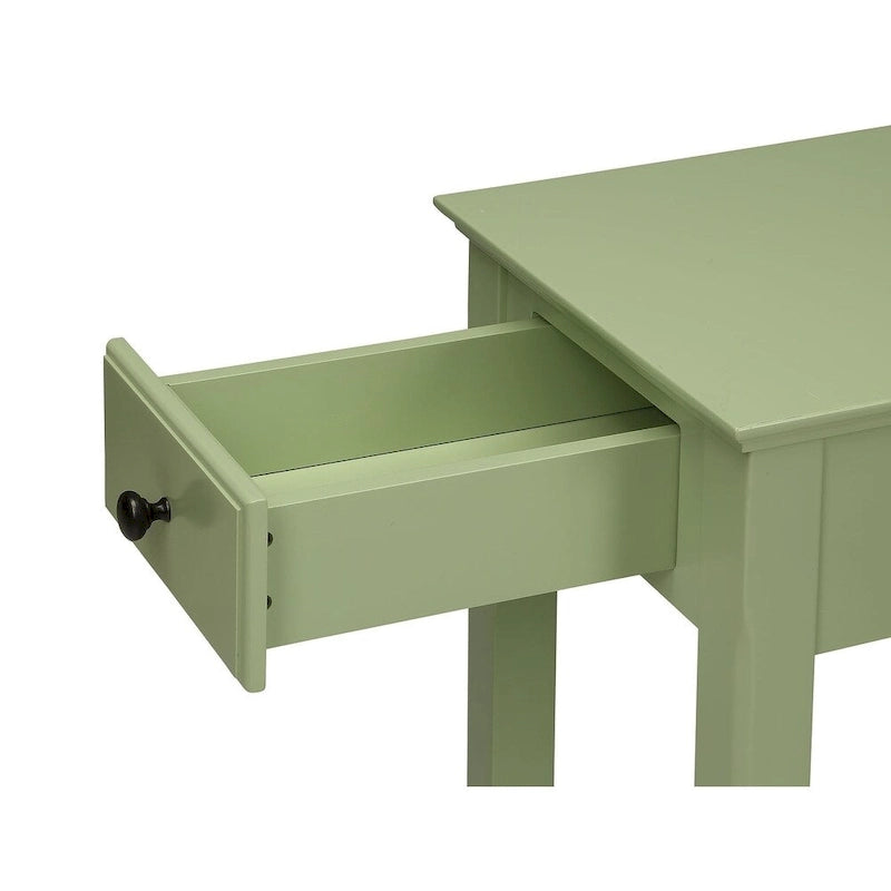Table d'appoint étroite en bois avec tiroir et étagère ouverte – Vert / Blanc / Marron / Gris, utilisation 1 personne