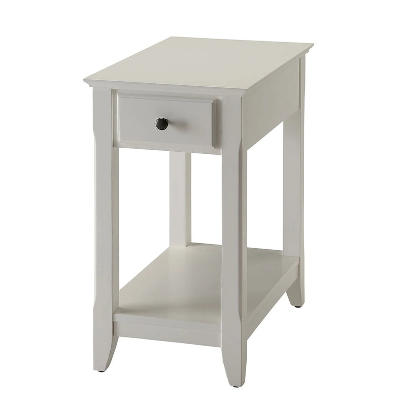 Table d'appoint étroite en bois avec tiroir et étagère ouverte – Vert / Blanc / Marron / Gris, utilisation 1 personne