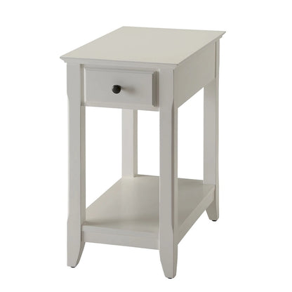Table d'appoint étroite en bois avec tiroir et étagère ouverte – Vert / Blanc / Marron / Gris, utilisation 1 personne