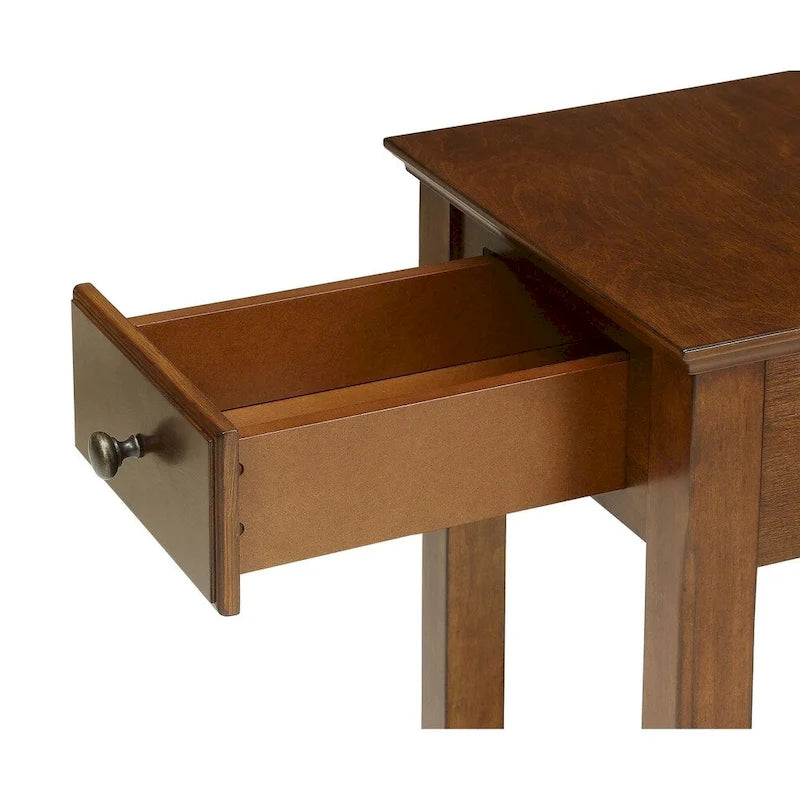 Table d'appoint étroite en bois avec tiroir et étagère ouverte – Vert / Blanc / Marron / Gris, utilisation 1 personne