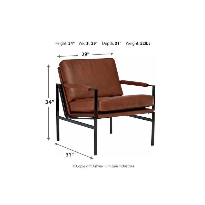 Fauteuil d'appoint en cuir Signature Design by Ashley Puckman, style moderne Mid-Century - 29 L x 31,5 P x 34,25 H