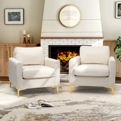 Fauteuil d'appoint club en velours gris/beige – À l'unité ou en lot de 2