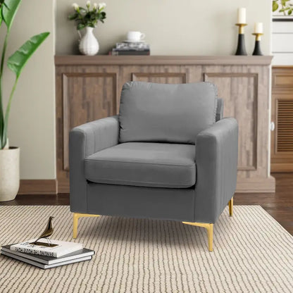 Fauteuil d'appoint club en velours gris/beige – À l'unité ou en lot de 2