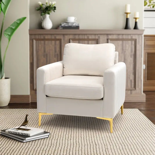 Fauteuil d'appoint club en velours gris/beige – À l'unité ou en lot de 2