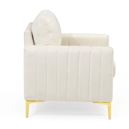 Fauteuil d'appoint club en velours gris/beige – À l'unité ou en lot de 2