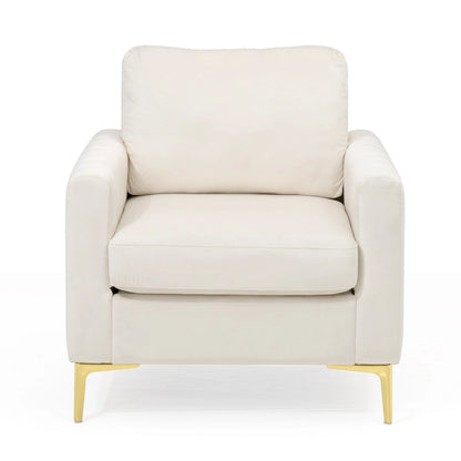 Fauteuil d'appoint club en velours gris/beige – À l'unité ou en lot de 2