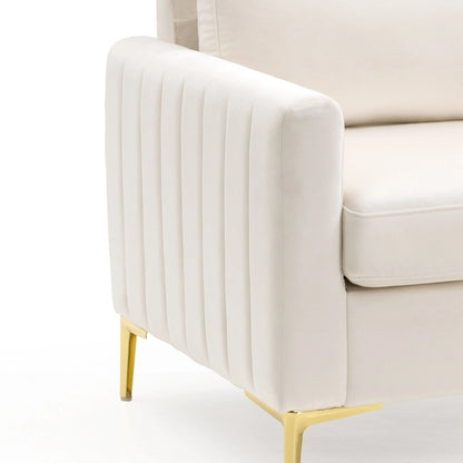 Fauteuil d'appoint club en velours gris/beige – À l'unité ou en lot de 2