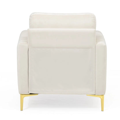 Fauteuil d'appoint club en velours gris/beige – À l'unité ou en lot de 2