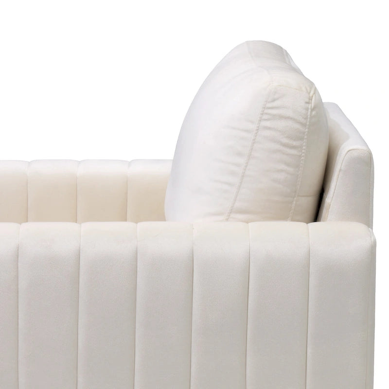 Fauteuil d'appoint club en velours gris/beige – À l'unité ou en lot de 2