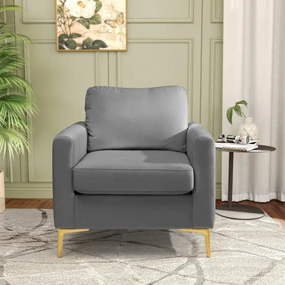 Fauteuil d'appoint club en velours gris/beige – À l'unité ou en lot de 2