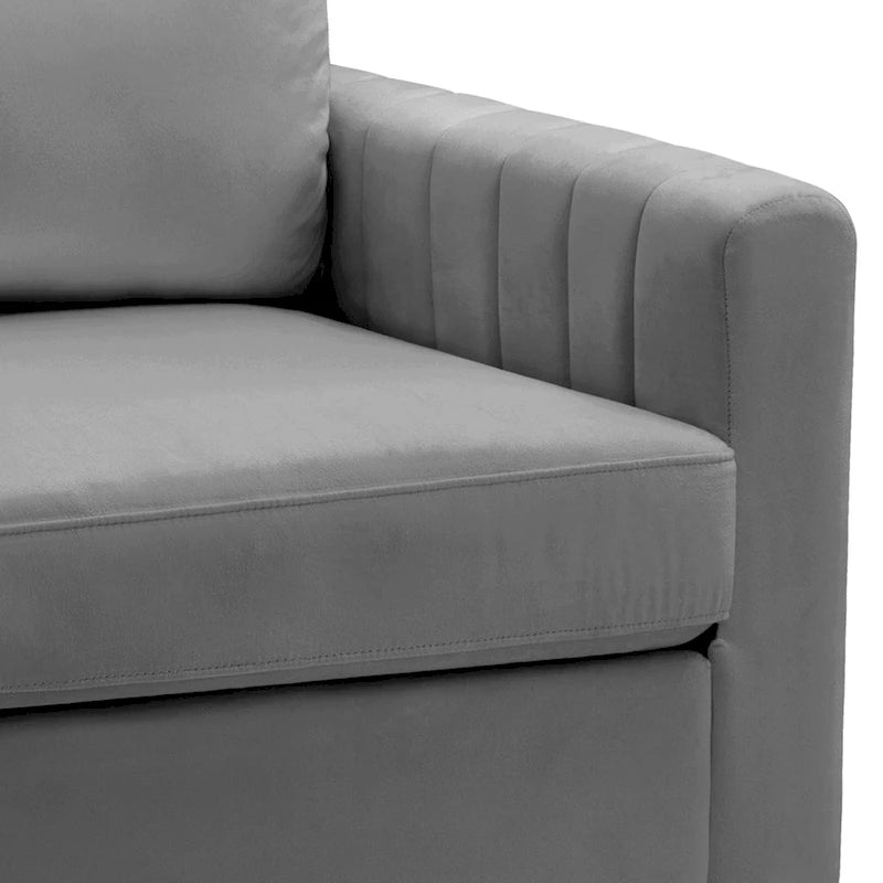 Fauteuil d'appoint club en velours gris/beige – À l'unité ou en lot de 2