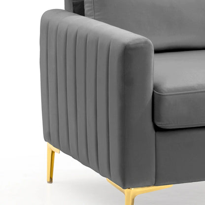 Fauteuil d'appoint club en velours gris/beige – À l'unité ou en lot de 2