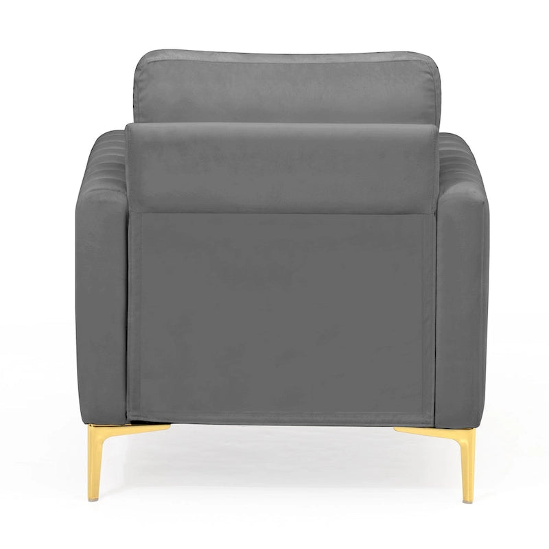 Fauteuil d'appoint club en velours gris/beige – À l'unité ou en lot de 2