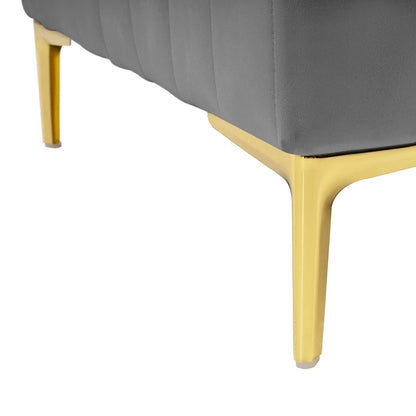 Fauteuil d'appoint club en velours gris/beige – À l'unité ou en lot de 2