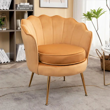 Fauteuil Velvet Barrel avec pieds en métal doré – Noir / Bleu marine / Jaune moutarde / Rose / Ivoire / Bleu verdâtre, un place