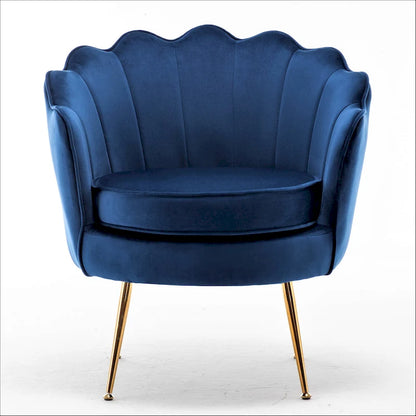 Fauteuil Velvet Barrel avec pieds en métal doré – Noir / Bleu marine / Jaune moutarde / Rose / Ivoire / Bleu verdâtre, un place