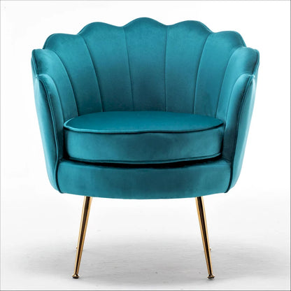 Fauteuil Velvet Barrel avec pieds en métal doré – Noir / Bleu marine / Jaune moutarde / Rose / Ivoire / Bleu verdâtre, un place