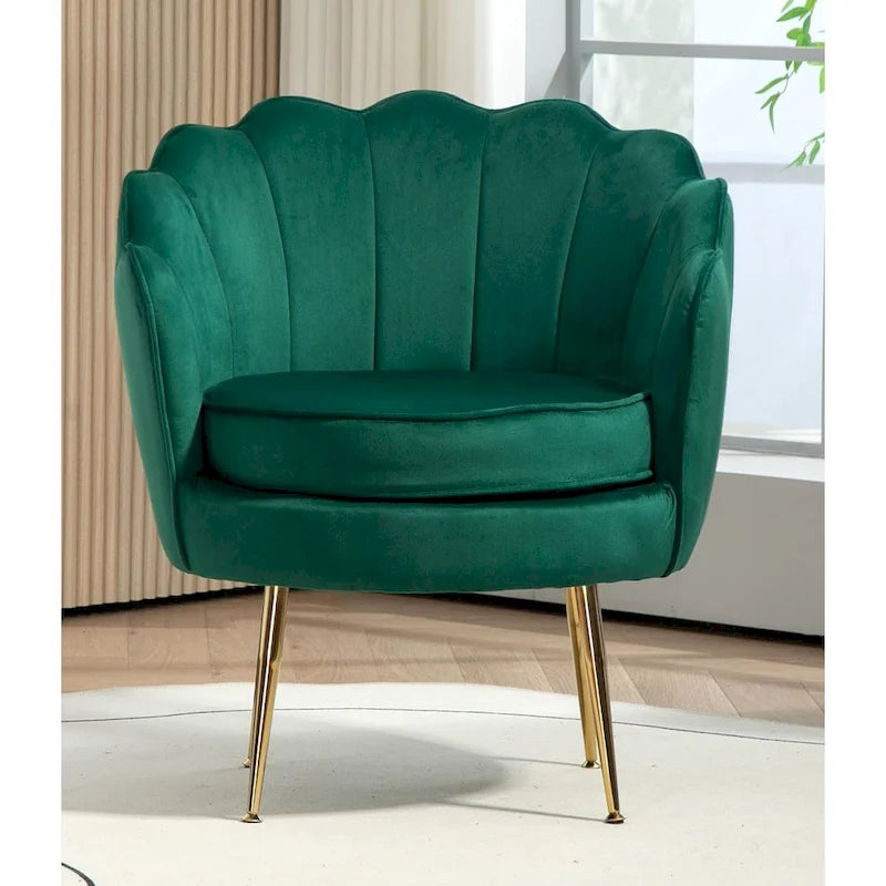 Fauteuil Velvet Barrel avec pieds en métal doré – Noir / Bleu marine / Jaune moutarde / Rose / Ivoire / Bleu verdâtre, un place