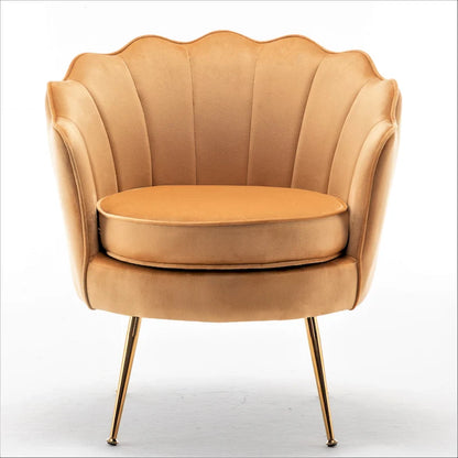 Fauteuil Velvet Barrel avec pieds en métal doré – Noir / Bleu marine / Jaune moutarde / Rose / Ivoire / Bleu verdâtre, un place