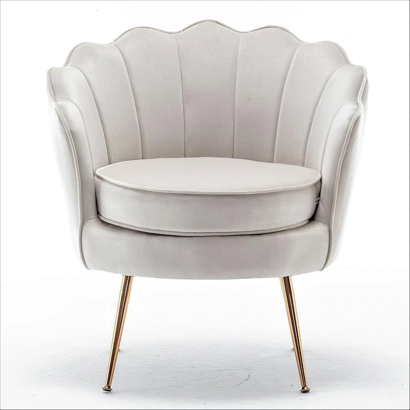 Fauteuil Velvet Barrel avec pieds en métal doré – Noir / Bleu marine / Jaune moutarde / Rose / Ivoire / Bleu verdâtre, un place