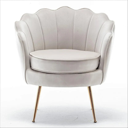 Fauteuil Velvet Barrel avec pieds en métal doré – Noir / Bleu marine / Jaune moutarde / Rose / Ivoire / Bleu verdâtre, un place