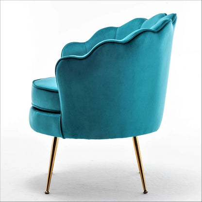 Fauteuil Velvet Barrel avec pieds en métal doré – Noir / Bleu marine / Jaune moutarde / Rose / Ivoire / Bleu verdâtre, un place