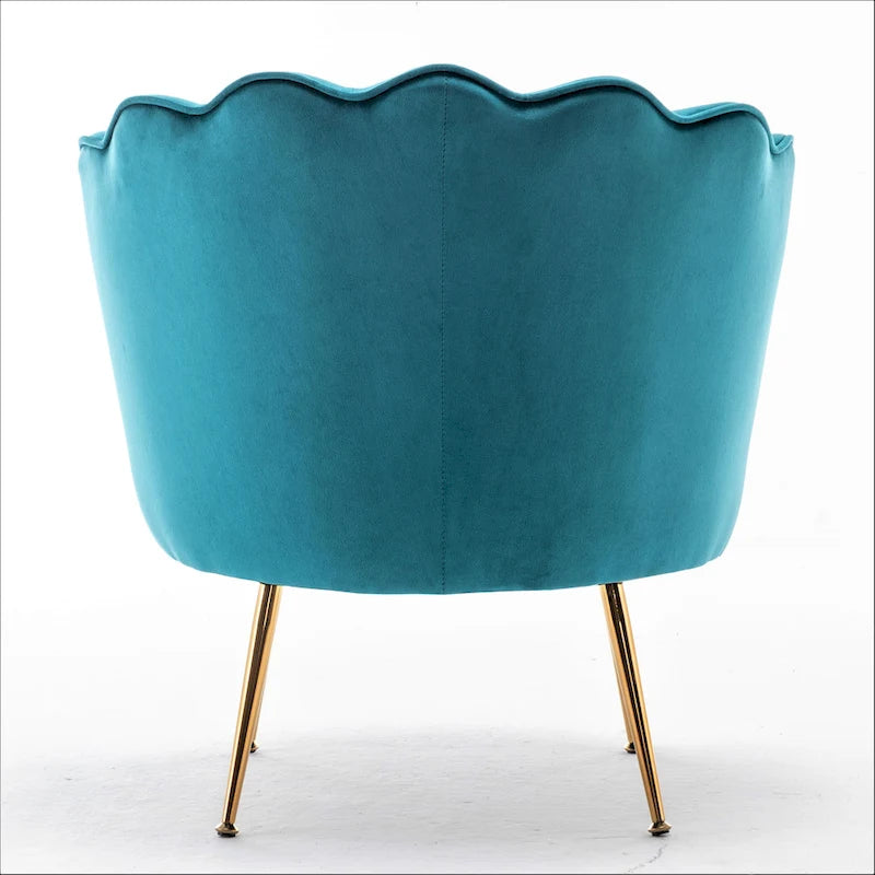 Fauteuil Velvet Barrel avec pieds en métal doré – Noir / Bleu marine / Jaune moutarde / Rose / Ivoire / Bleu verdâtre, un place