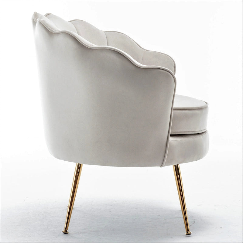 Fauteuil Velvet Barrel avec pieds en métal doré – Noir / Bleu marine / Jaune moutarde / Rose / Ivoire / Bleu verdâtre, un place