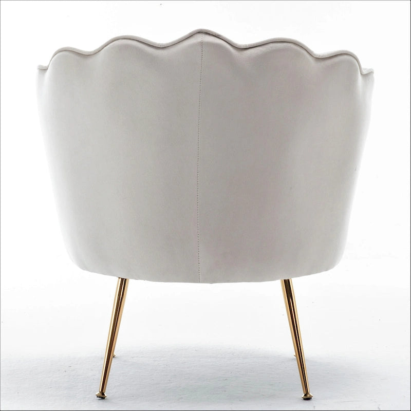 Fauteuil Velvet Barrel avec pieds en métal doré – Noir / Bleu marine / Jaune moutarde / Rose / Ivoire / Bleu verdâtre, un place