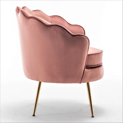 Fauteuil Velvet Barrel avec pieds en métal doré – Noir / Bleu marine / Jaune moutarde / Rose / Ivoire / Bleu verdâtre, un place