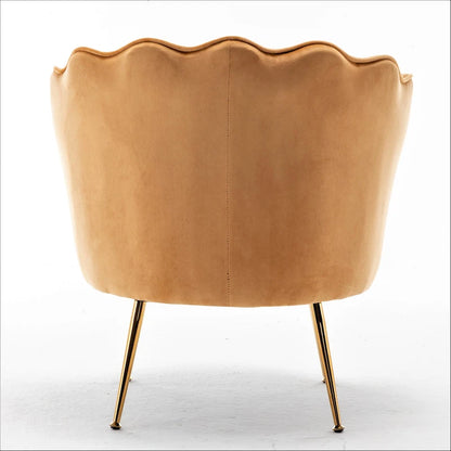 Fauteuil Velvet Barrel avec pieds en métal doré – Noir / Bleu marine / Jaune moutarde / Rose / Ivoire / Bleu verdâtre, un place