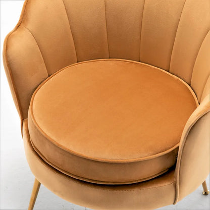 Fauteuil Velvet Barrel avec pieds en métal doré – Noir / Bleu marine / Jaune moutarde / Rose / Ivoire / Bleu verdâtre, un place