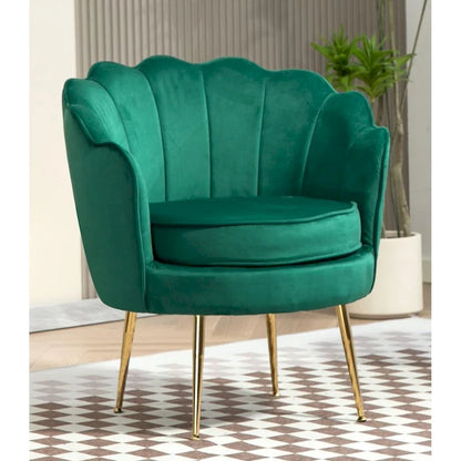 Fauteuil Velvet Barrel avec pieds en métal doré – Noir / Bleu marine / Jaune moutarde / Rose / Ivoire / Bleu verdâtre, un place