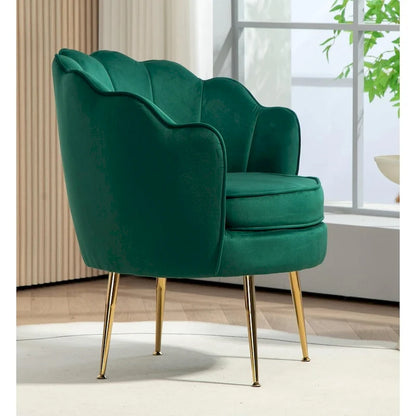 Fauteuil Velvet Barrel avec pieds en métal doré – Noir / Bleu marine / Jaune moutarde / Rose / Ivoire / Bleu verdâtre, un place