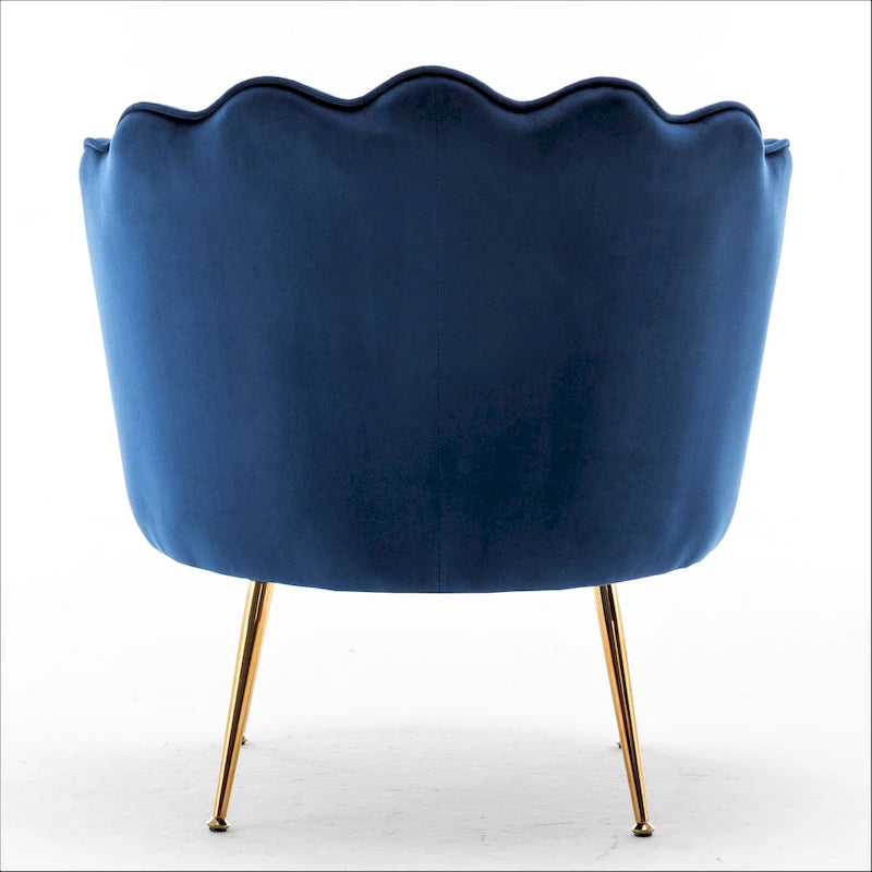 Fauteuil Velvet Barrel avec pieds en métal doré – Noir / Bleu marine / Jaune moutarde / Rose / Ivoire / Bleu verdâtre, un place