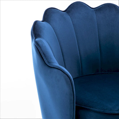 Fauteuil Velvet Barrel avec pieds en métal doré – Noir / Bleu marine / Jaune moutarde / Rose / Ivoire / Bleu verdâtre, un place